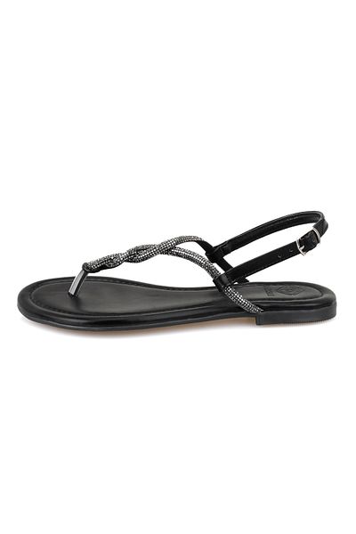 Desa Women's Black Adjustable Buckle Slippers