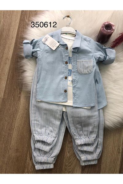 Retro Women Boys Striped Pants Shirt T-Shirt Stylish Suits