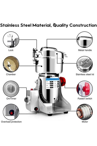 COOYA 800g 1800W Electric Grain Coffee Grinder, Superfine Mill for Herbs, Spices, Nuts, Cereal