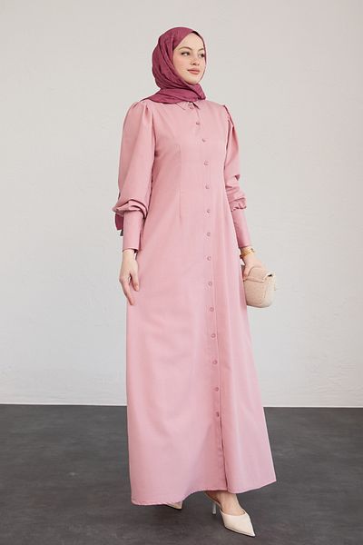 InStyle Buttoned Knitwear Powder Dress