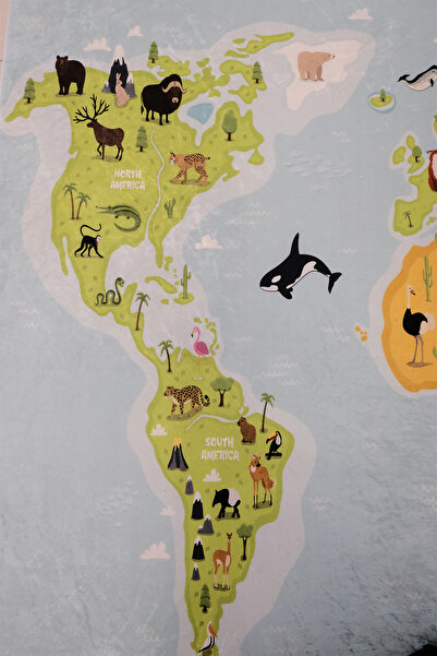 DEKOMOD Katlanabilir Kılıf Hediye Oyun Matı Halı Türkçe İngilizce Kelime Öğrenme Çocuk Bebek Odası