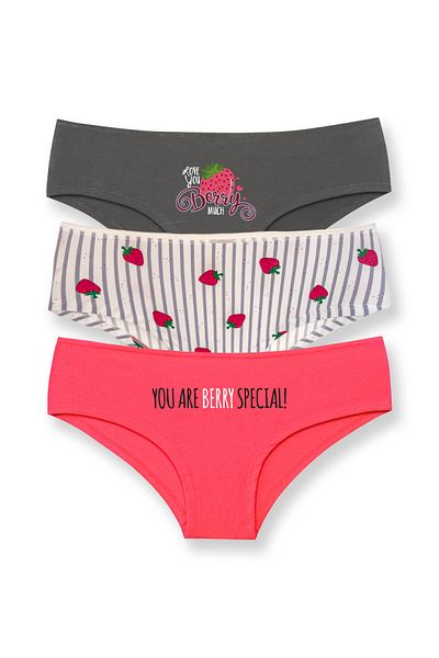 HNX Cotton Patterned and Printed Hipster Women's Panties 3 Pcs