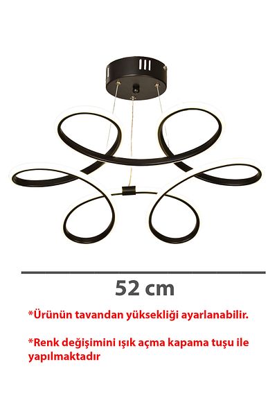 FUZON 3 Color Orchid Modern Black Case Living Room Led Chandelier Orchid Without Remote Control 3 Color Living Room Chandelier