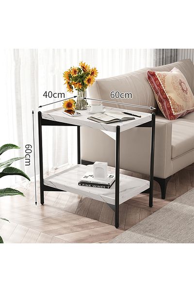 sharpdo Modern Simple Small Apartment Double-Layer Square Coffee Table