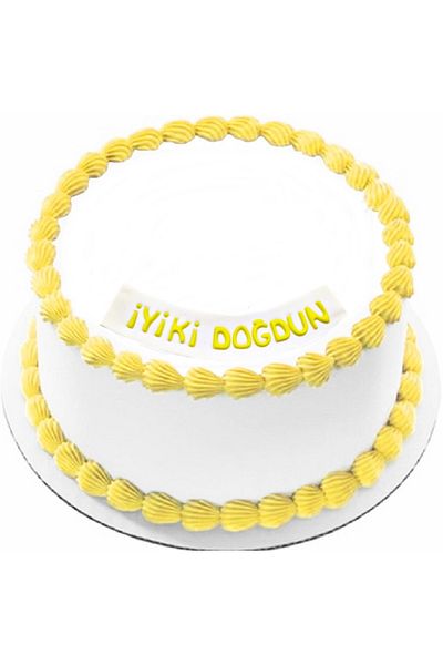 Pasta9 Happy Birthday from Candy Dough Lettering Yellow Color Cake Decoration on White