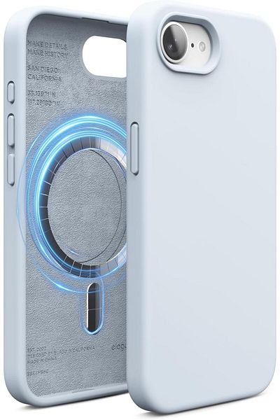 Elago جراب سيليكون سائل مغناطيسي لهاتف iPhone 16E متوافق مع MagSafe Shockproof - أزرق فاتح