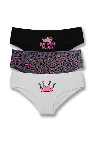 HNX Cotton Patterned and Printed Hipster Women's Panties 3 Pcs