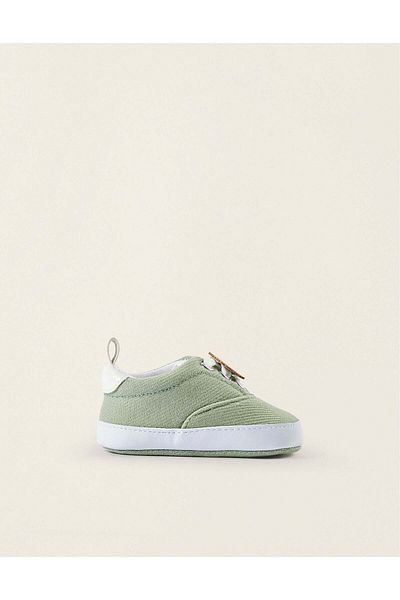 Ziddy Fabric Trainers with Rainbow Detail for Newborns, Green