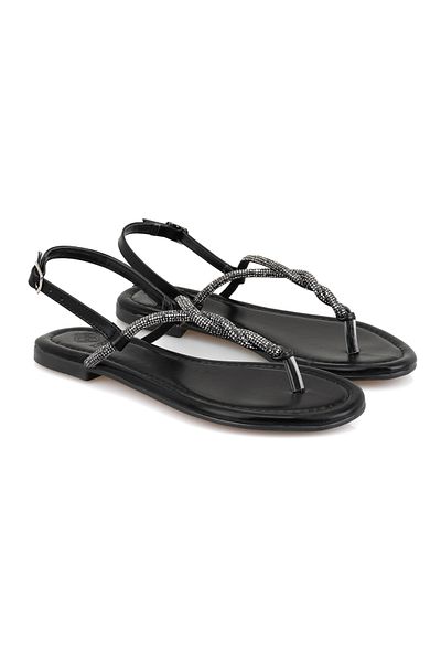 Desa Women's Black Adjustable Buckle Slippers