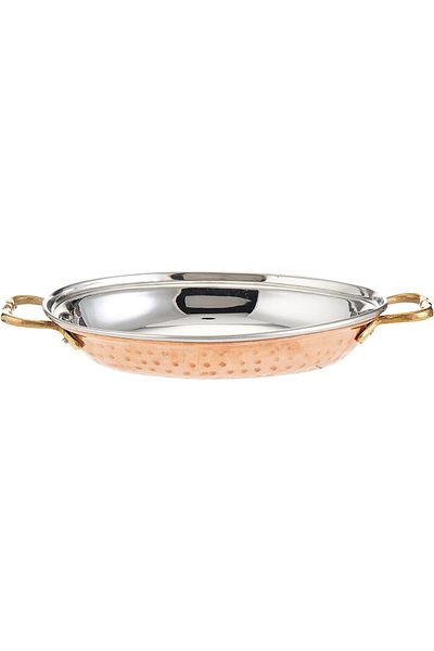 RAJ TCOD02 Copper Kadai Serving Dish – 21.5cm, Double Handle, Traditional Indian Serving Bowl