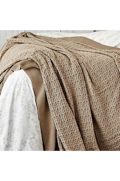 ÇIRPAN EV Karaca Home Eldora Gold Double Personality Duvet Cover & Knitted Blanket Set