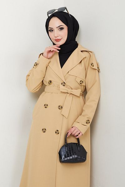 InStyle Trench căptușit Camel cu detaliu epoleți pe umeri