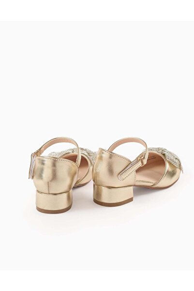Ziddy Sparkly Shoes with Heel for Girls, Gold