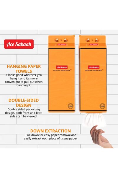 Ace Sabaah Wall Mounted Tissue Paper 1280 Sheets, Pack of 3