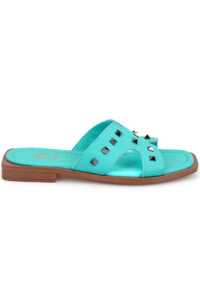 Desa Women's Turquoise Leather Slippers