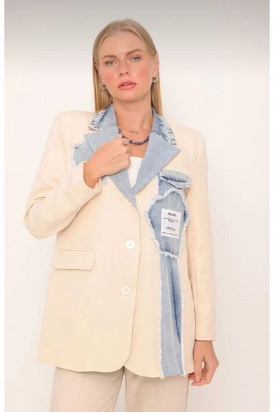 NEWC Denim Detailed Blazer Jacket