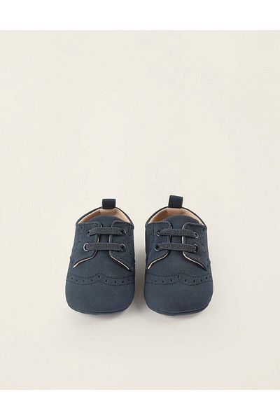 Ziddy Brogue Shoes for Newborns, Dark Blue