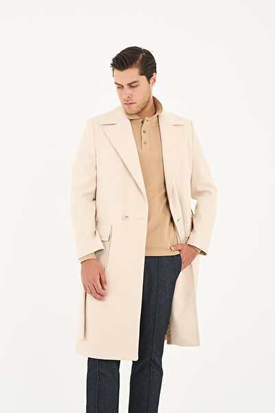 Frappoli Ανδρικό παλτό με κασμίρ με μακριά ζώνη