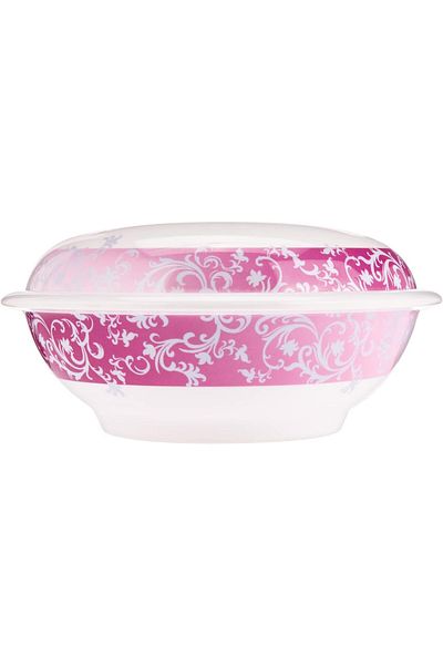 AKDC MELAMINE SOUP BOWL W/LID 25CMX25CMX12CM white and pink