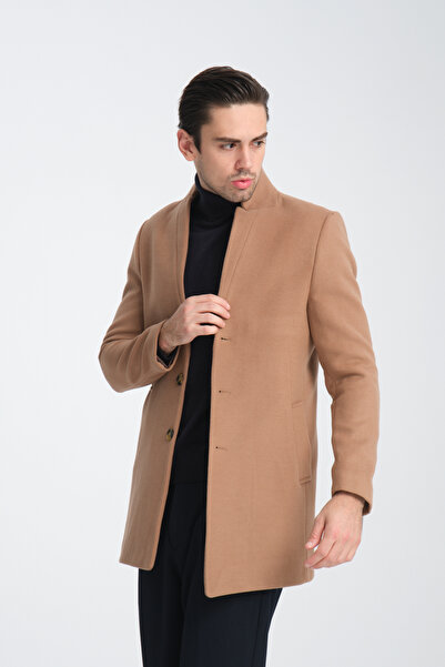 Frappoli Ανδρικό παλτό με ραμμένο γιακά με κανονική εφαρμογή
