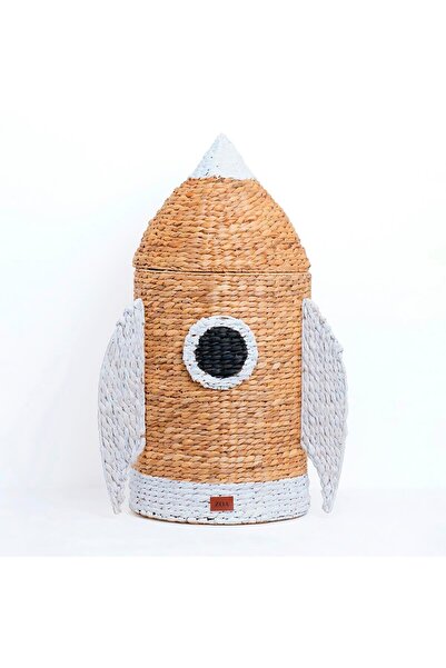 ZOA Kapaklı Rattan Roket Oyuncak Sepeti