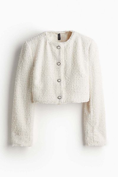 H&M Cropped bouclé-weave jacket