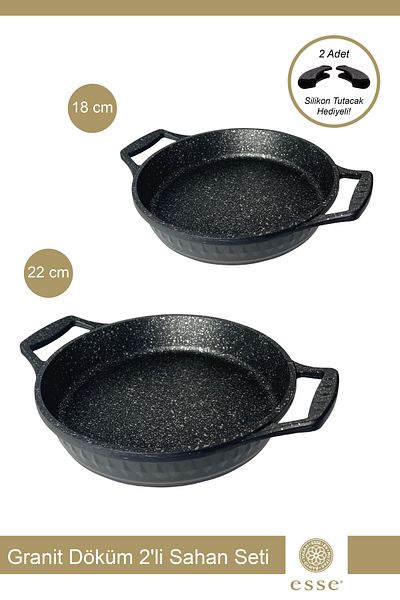 Esse Black Granite Cast Iron Pan Set - 18 Cm/22 cm E0070
