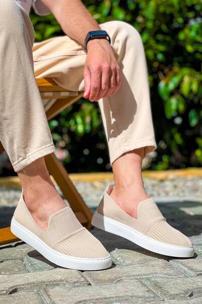 KUBACK Legend is back KB-114 Kuback بيج تريكو عالي النعل بدون أربطة حذاء رجال...