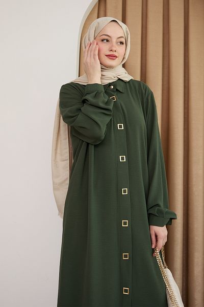 InStyle Costum dublu Ayrobin Khaki cu închidere pătrată