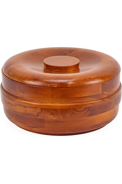 Winds Trading 18cm Rustic Wooden Bowl with Lid –Storage,Serving,Keeps Food Warm, for Bread & Spices