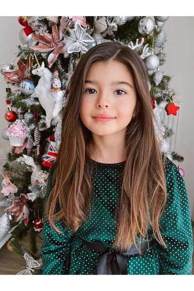 Hilal Akıncı Kids Girl's Glittery Tulle Detailed Green Evening Dress