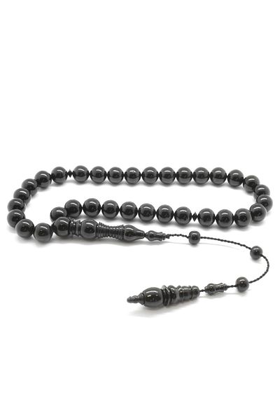 Tesbihane Erzurum Oltu Stone Rosary - Globe Cut, Worked Caliper101001833