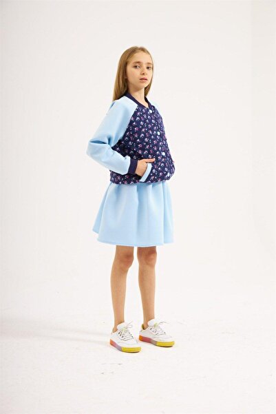 Hilal Akıncı Kids Girl's Scuba Fabric Lined College Jacket Skirt 2-Piece Set