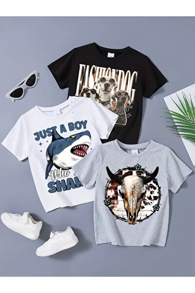 npLStore Dječji set od 3 pamučne majice sa printom, veće veličine