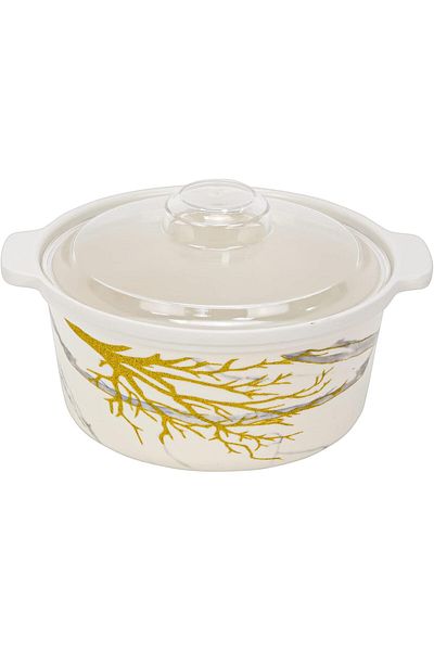 Winds Trading 17cm Melamine Casserole – Hot Pot with Lid, Branch Texture, for Serving & Food Storage