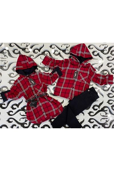 Hilal Akıncı Kids Boy's Hooded Shirt Black Gabardine Trousers Set of 2