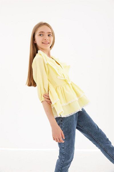 Hilal Akıncı Kids Girl's Embroidery Detailed Layered Shirt Jeans Leggings Set of 2