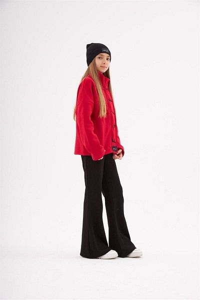 Hilal Akıncı Kids Girl's Faith Written Three Thread Jacket Steel Interlock Black Spaghetti Trousers Beret 3-Piece Set