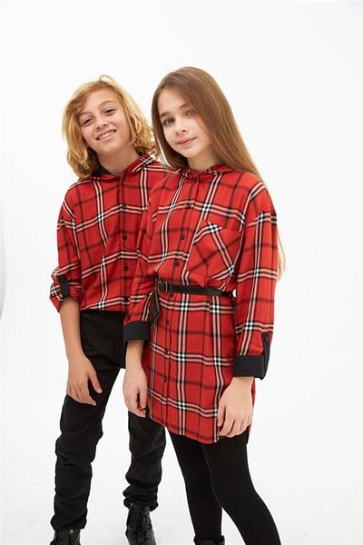 Hilal Akıncı Kids Boy's Hooded Shirt Black Gabardine Trousers Set of 2