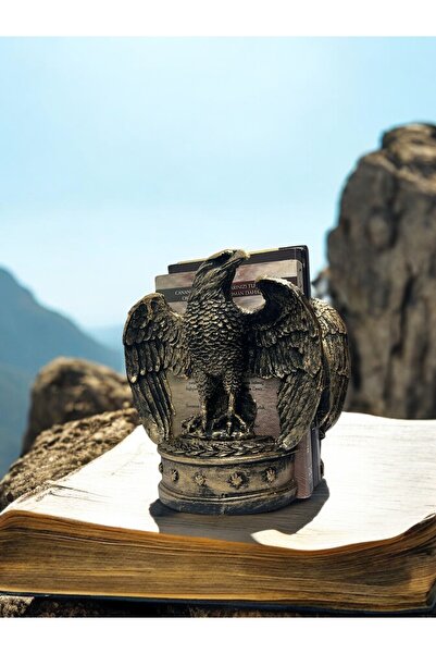 Peramari Dekoratif Polyester İkili Kartal Kitap Tutacağı Gold-Gümüş-Siyah-Esk...