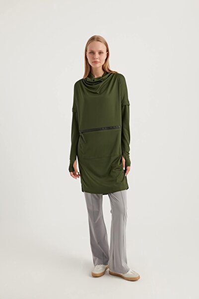 FD SPORTS بلوزة رياضية سريعة الجفاف بجيب الكنغر الأخضر من Cool-tech