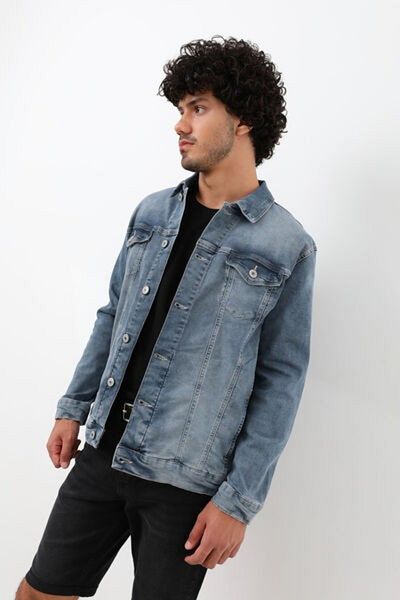 BANNY JEANS Мъжко дънково яке от ликра синьо