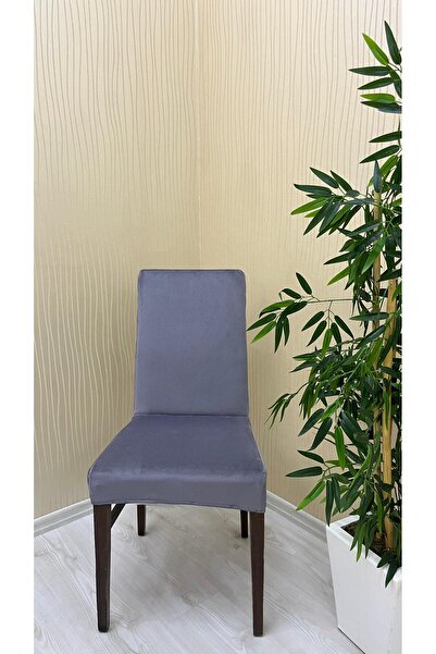 Sahaneev İTALYAN SÜET KUMAŞ SANDALYE KILIFI KOYUGRİ RENK (4 ADET)