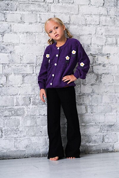 Hilal Akıncı Kids Κοριτσίστικο Πλεκτό Παντελόνι Ζακέτα Μαργαρίτα Κεντημένο Σε...