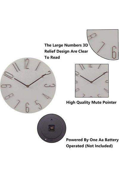 COOYA Round Wall Clock, with Fashion Three-dimensional Figures,12 Inch Unique Design for Living Room