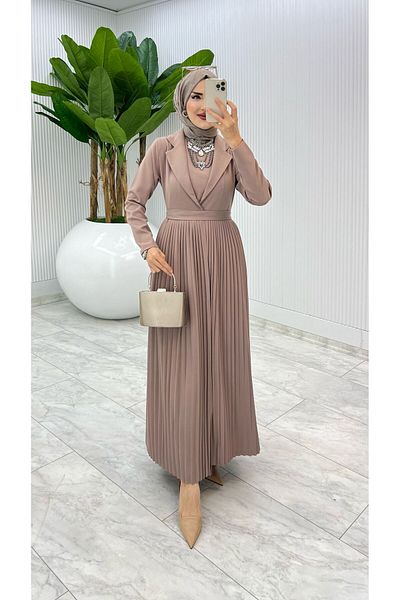 FIRSTESLEM Summer Double Crepe Fabric Design Abaya Set with Pleated Abaya