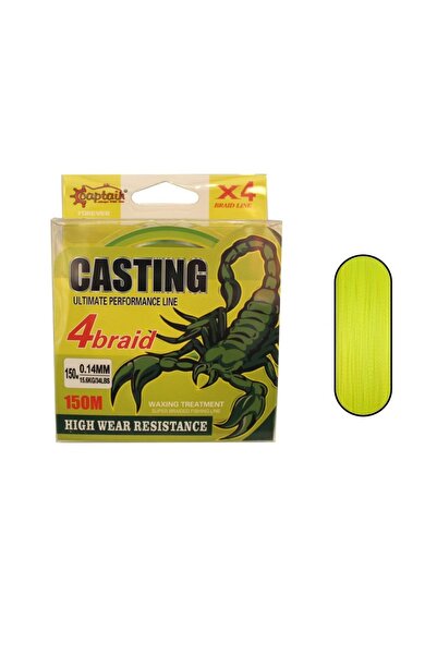 CAPTAIN Casting PE 4 Kat Spin İp Misina 150mt Sarı - 0.12MM