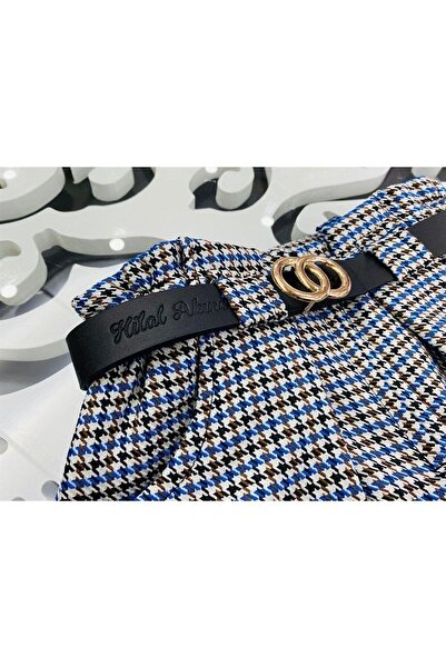 Hilal Akıncı Kids Tricotaj pentru fete Pulover Houndstooth Model Pantaloni scurți Curea Sosete negre Set de 4