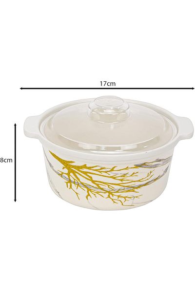 Winds Trading 17cm Melamine Casserole – Hot Pot with Lid, Branch Texture, for Serving & Food Storage