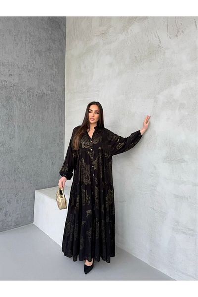ZF BUTİK Viscose Patterned Hijab Dress